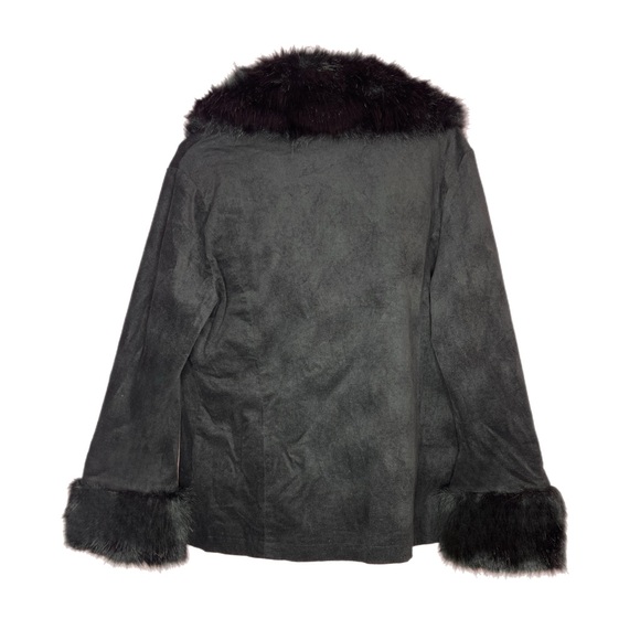Women's Black Faux Fur Trim Jacket - Picture 2 of 3